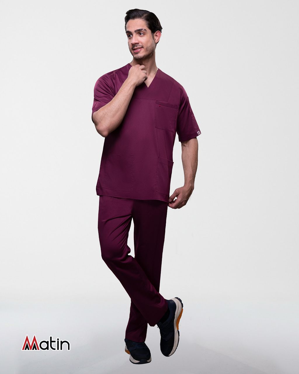 ست اسکراب و شلوار زرشکی تنسل