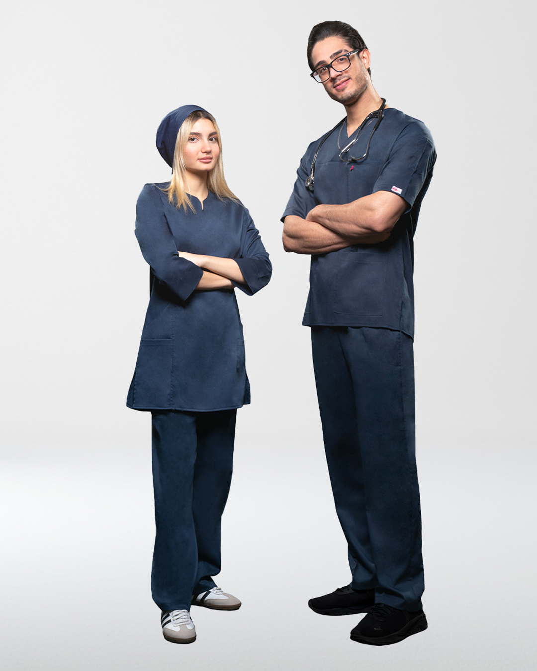 ست اسکراب و شلوار سرمه ای تنسل کوتاه(یونیسکس)