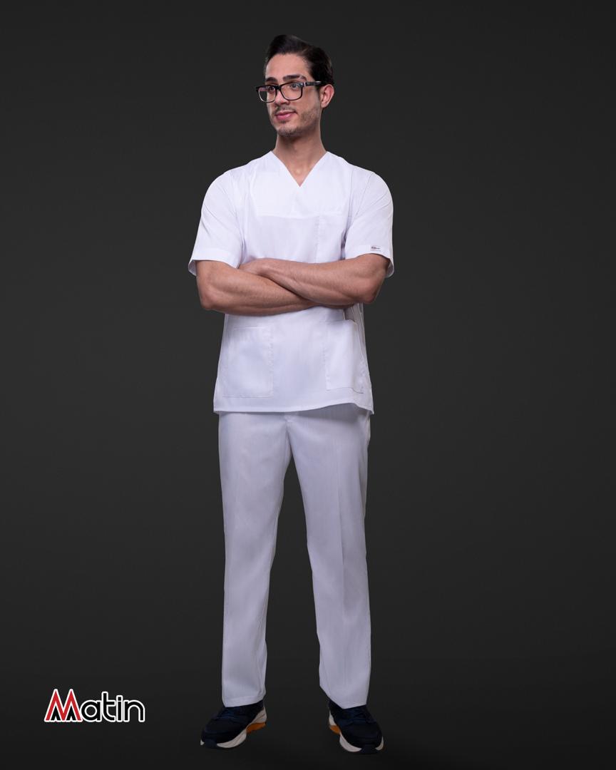ست اسکراب و شلوار سفید تنسل