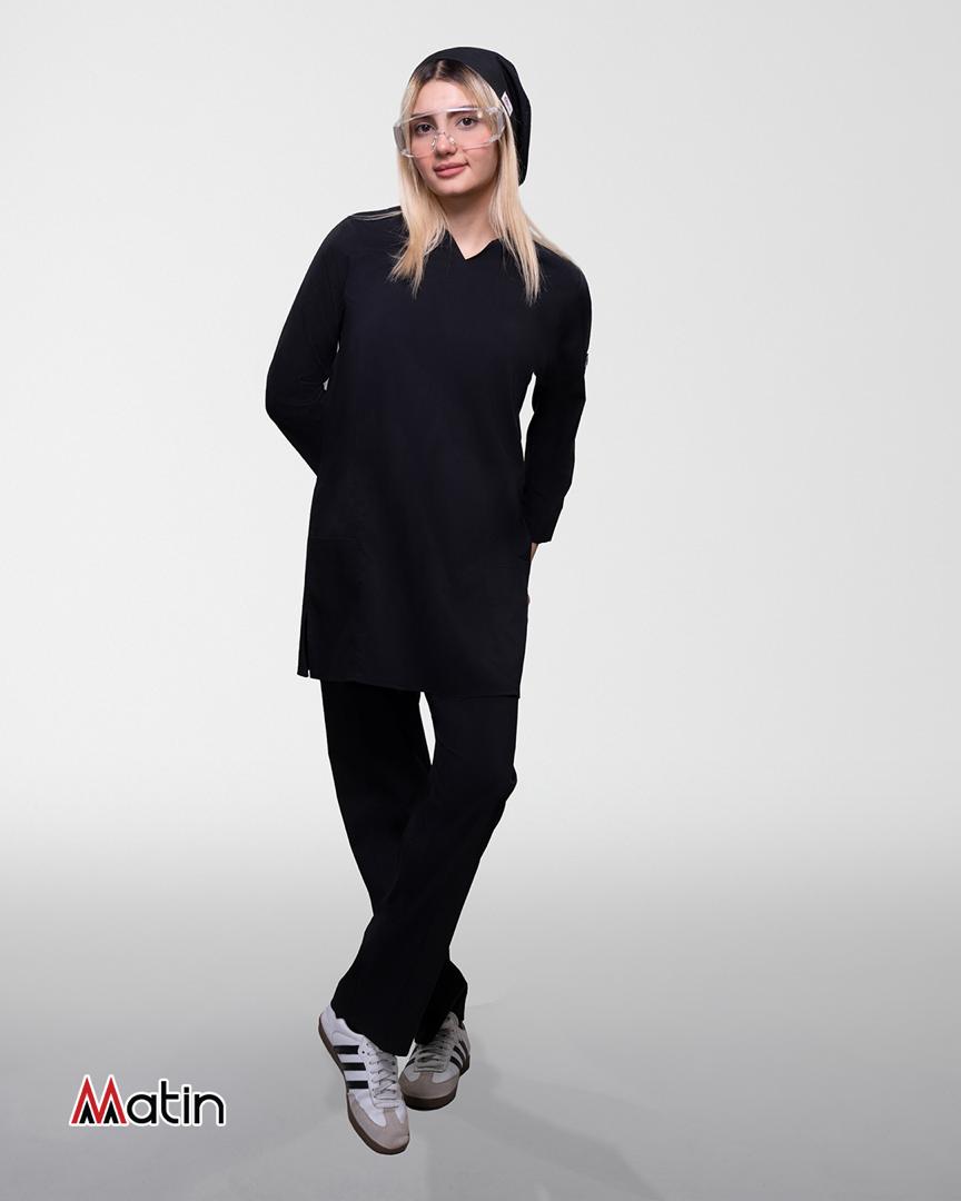 ست اسکراب و شلوار تنسل زنانه مشکی