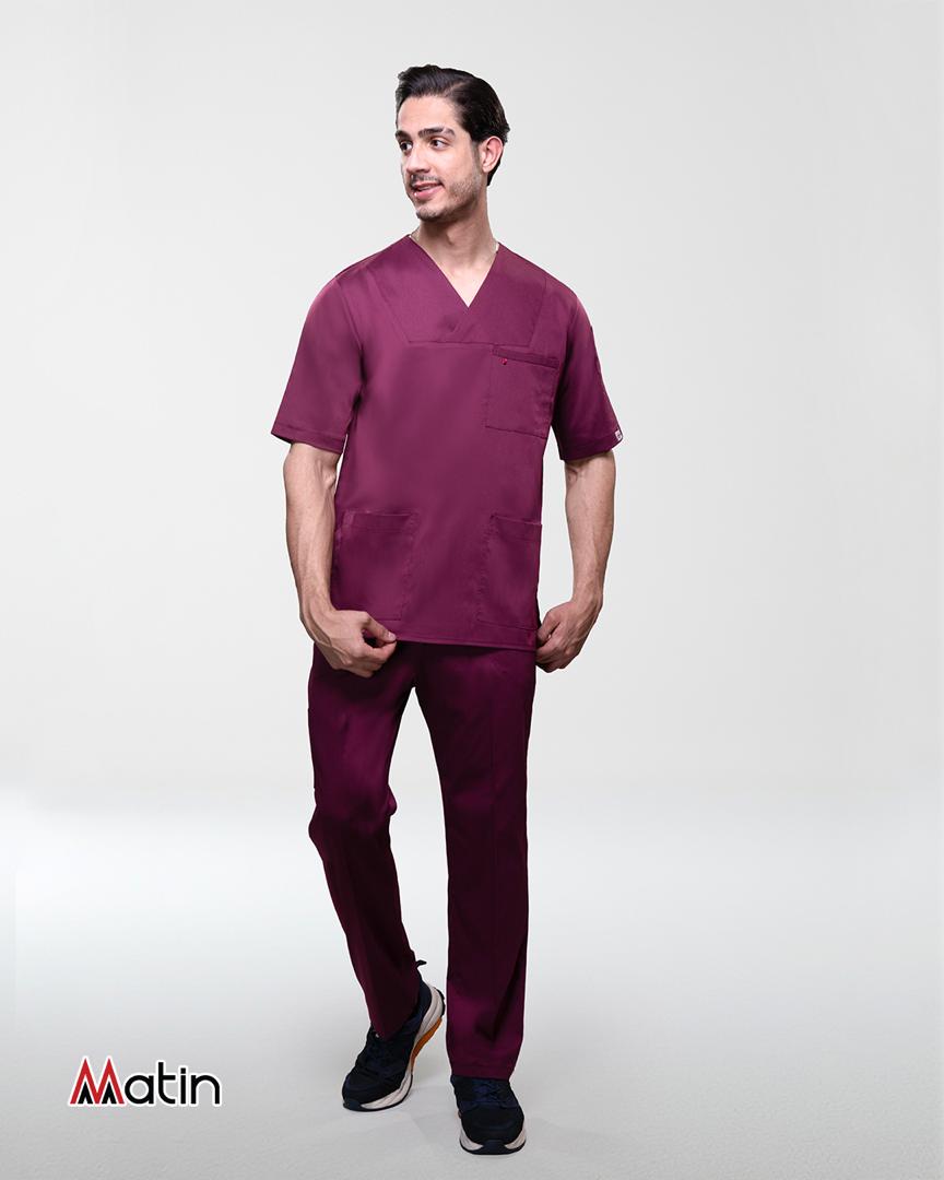 ست اسکراب و شلوار زرشکی تنسل